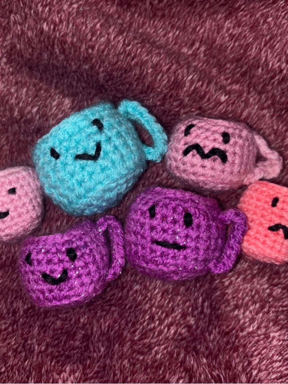 Handmade Crochet Toys - Assorted Pastel Cups & Animals